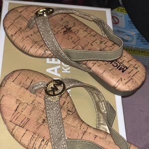 Gold Michael Kors (MK) Toddler Girl T-Strap Sandal